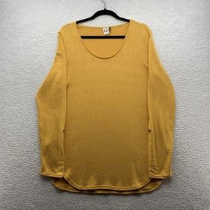 Akemi + Kim Shirt Womens Medium M Mustard Scoop Neck Roll Tab Anthropology‎